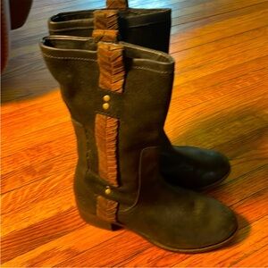 UGG Black and Tan Heeled Boots